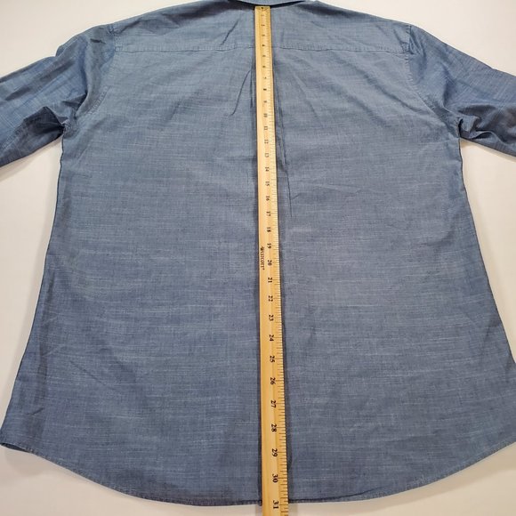 Johnnie-O Shirt Mens Large Chambray Tailored Fit Casual Button Up Coastal Preppy - Picture 12 of 14
